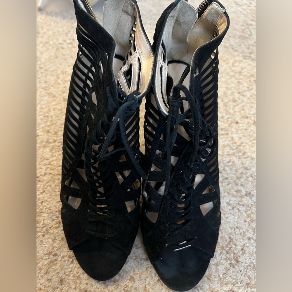 Nine West Black Suede Angellica Heels
